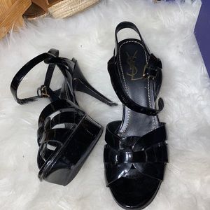 Ysl heels black shiny